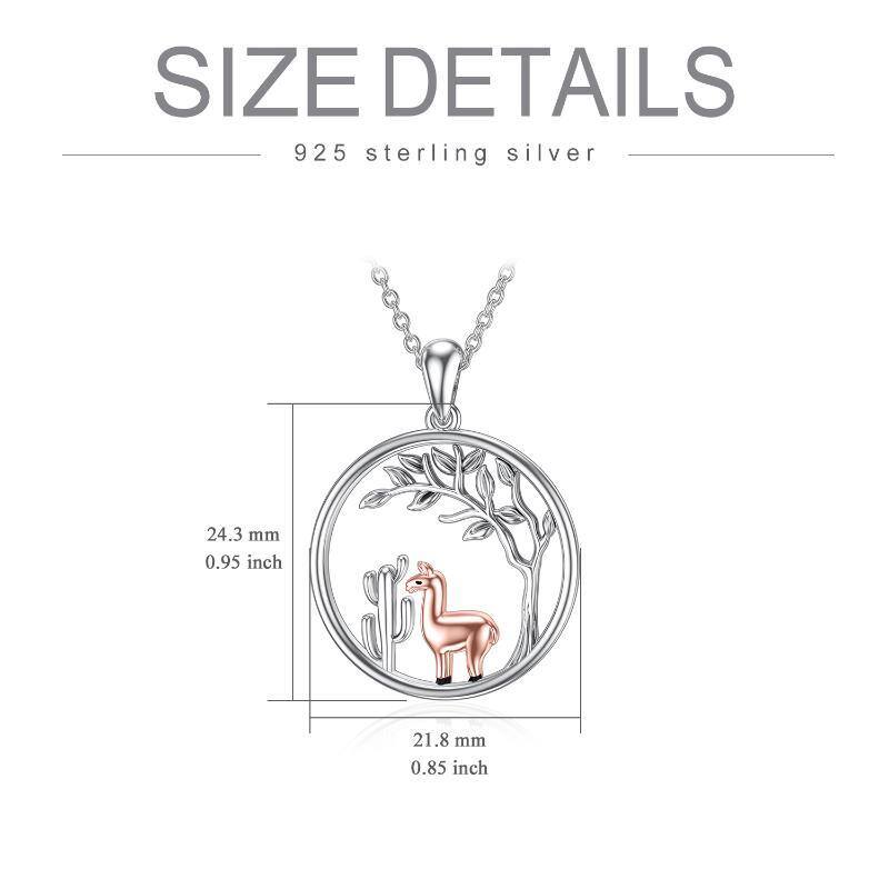 Sterling Silver Two-tone Llama & Cactus Pendant Necklace-5